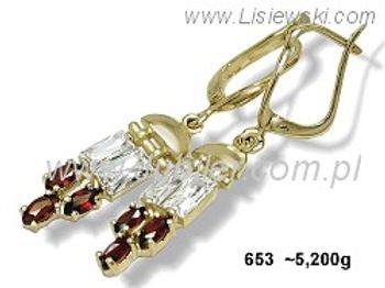 Złote Kolczyki z rubinami żółte złoto z cyrkoniami - 653_k - 1