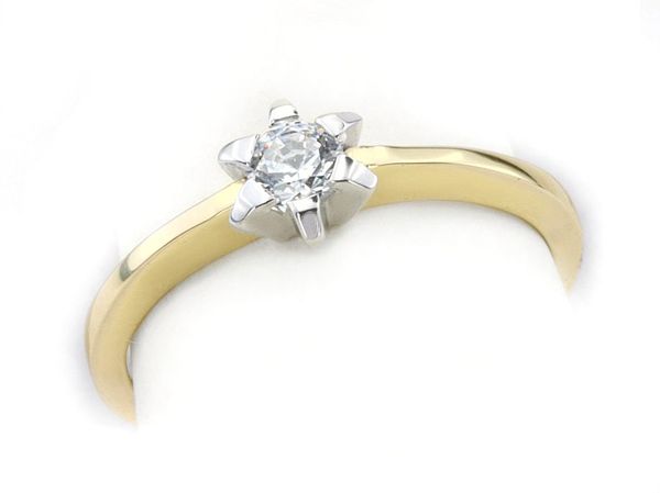 Pierścionek zaręczynowy z brylantem z białego i żółtego złota - 653bbr_SI_H