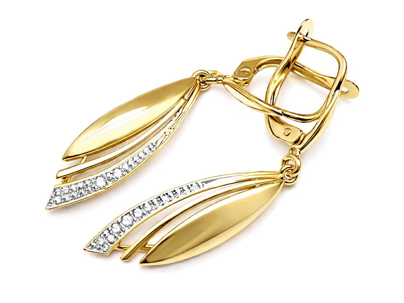 Złote kolczyki z cyrkoniami - 658