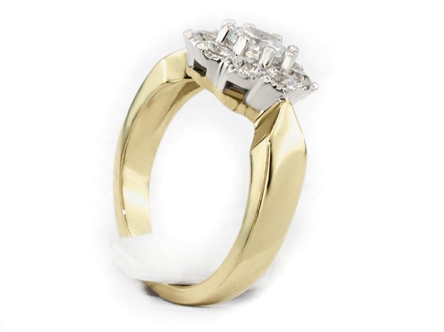 Pierścionek z diamentami żółte i białe złoto - 659bbr_SI_G — zdjęcie 2