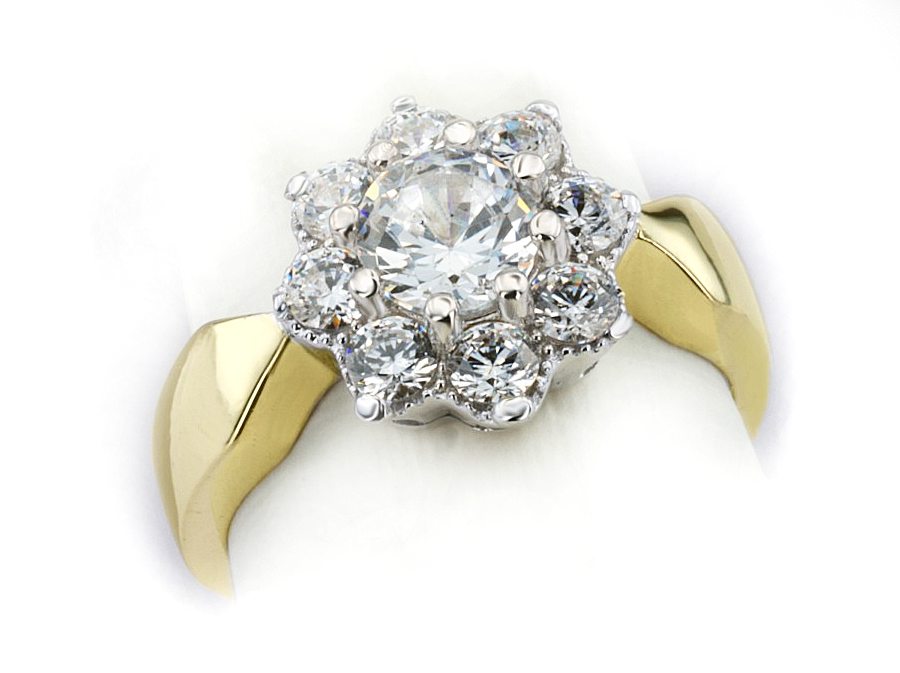 Pierścionek z diamentami żółte i białe złoto - 659bbr_SI_G — zdjęcie 3