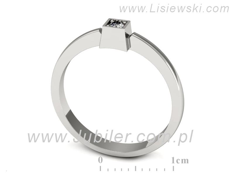 Złoty pierścionek z brylantem białe złoto - 661bb — zdjęcie 3