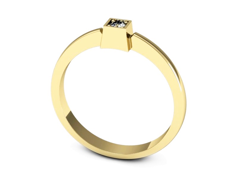 Złoty pierścionek z brylantem żółte złoto - 661bz — zdjęcie 3