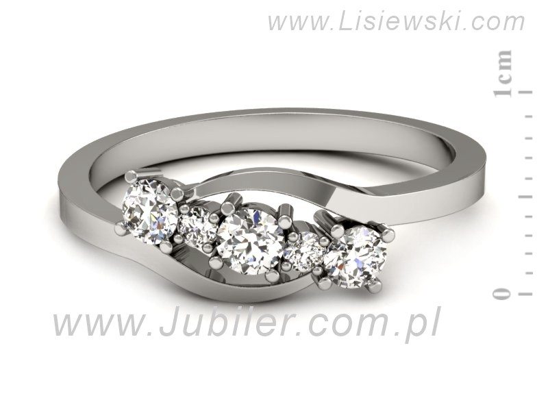 Złoty pierścionek z brylantami białe złoto - 664bb — zdjęcie 2