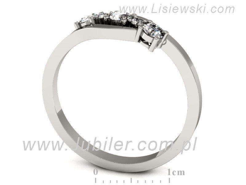 Złoty pierścionek z brylantami białe złoto - 664bb — zdjęcie 3