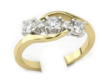 Pierścionek z diamentami żółte i białe złoto - 664bbr_P_h - 1