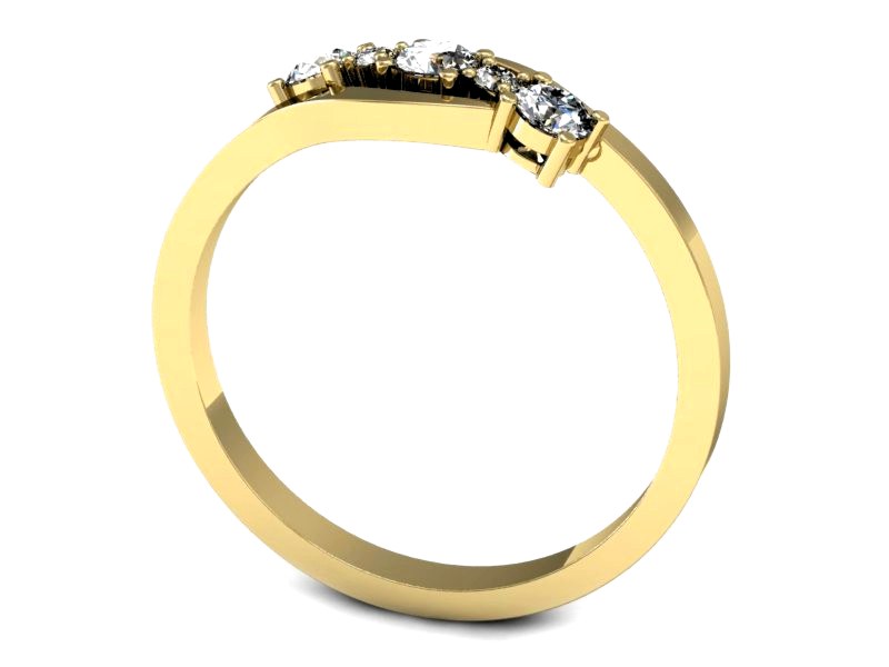 Złoty pierścionek z brylantami - 664zb — zdjęcie 3