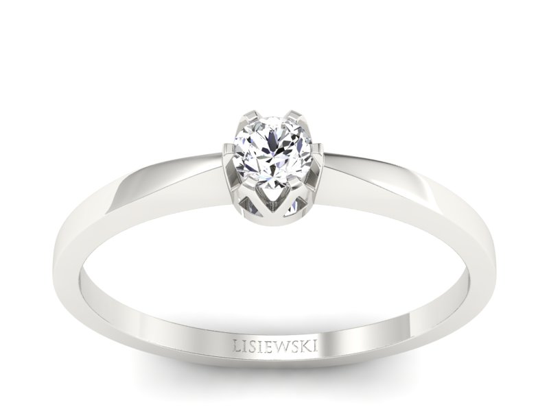 Złoty pierścionek z brylantem białe złoto - 672bb