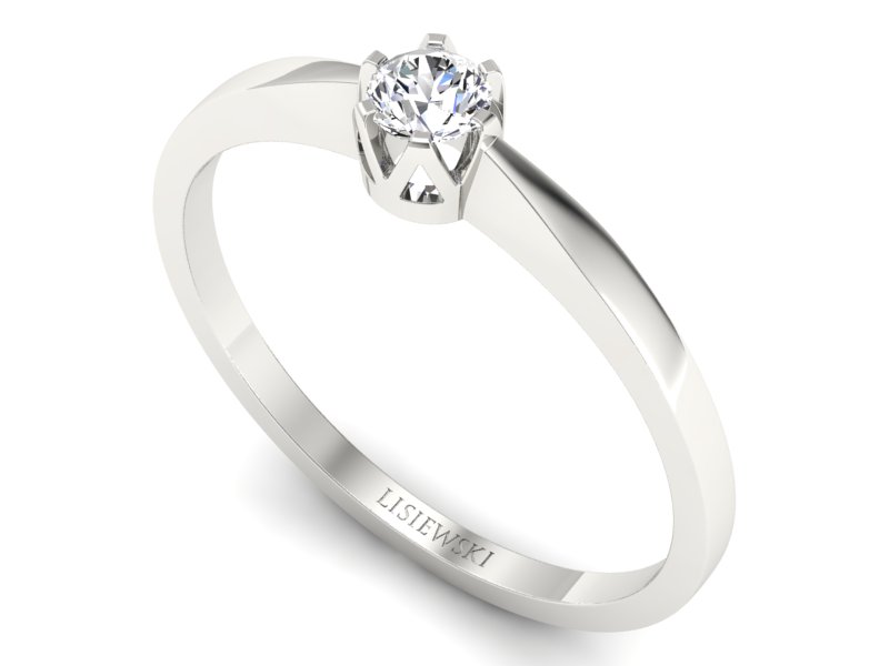 Złoty pierścionek z brylantem białe złoto - 672bb — zdjęcie 3