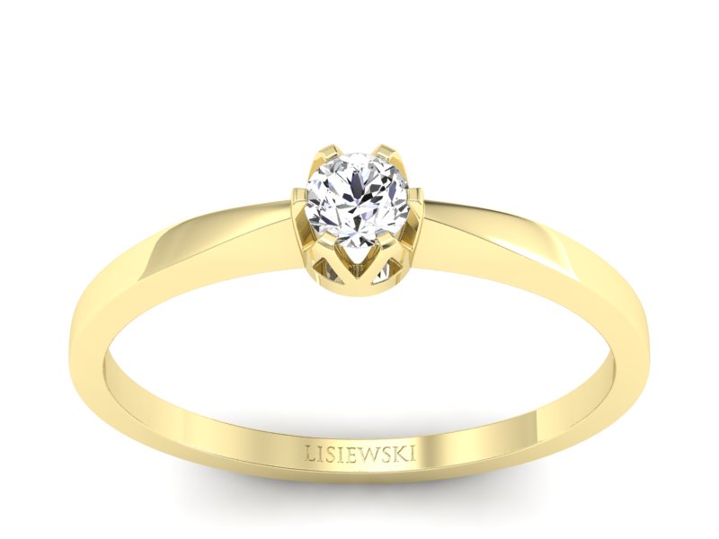 Złoty pierścionek z brylantem żółte złoto - 672bz