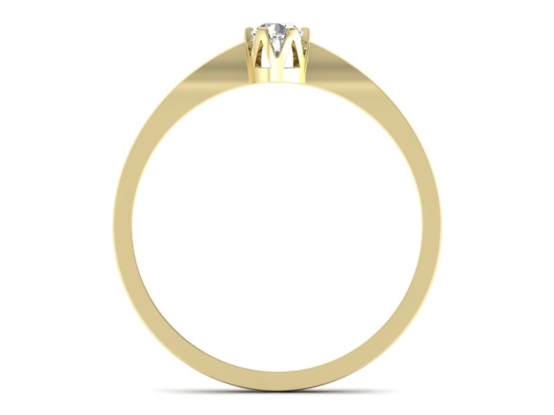 Złoty pierścionek z brylantem żółte złoto - 672bz — zdjęcie 2