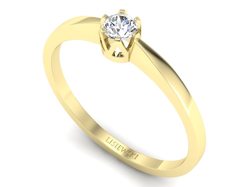 Złoty pierścionek z brylantem żółte złoto - 672bz — zdjęcie 3