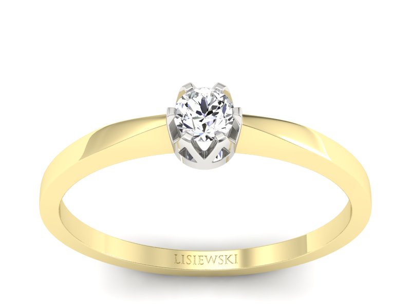 Pierścionek z brylantem żółte i białe złoto - 672bzb