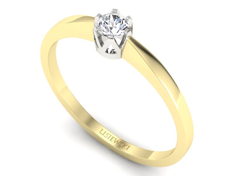 Pierścionek z brylantem żółte i białe złoto - 672bzb — zdjęcie 3