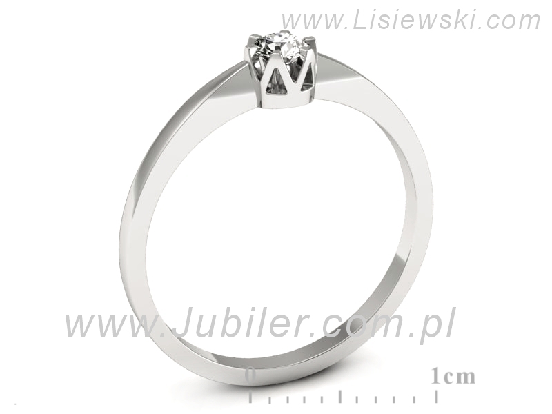 Złoty pierścionek z brylantem białe złoto - 673bb — zdjęcie 3
