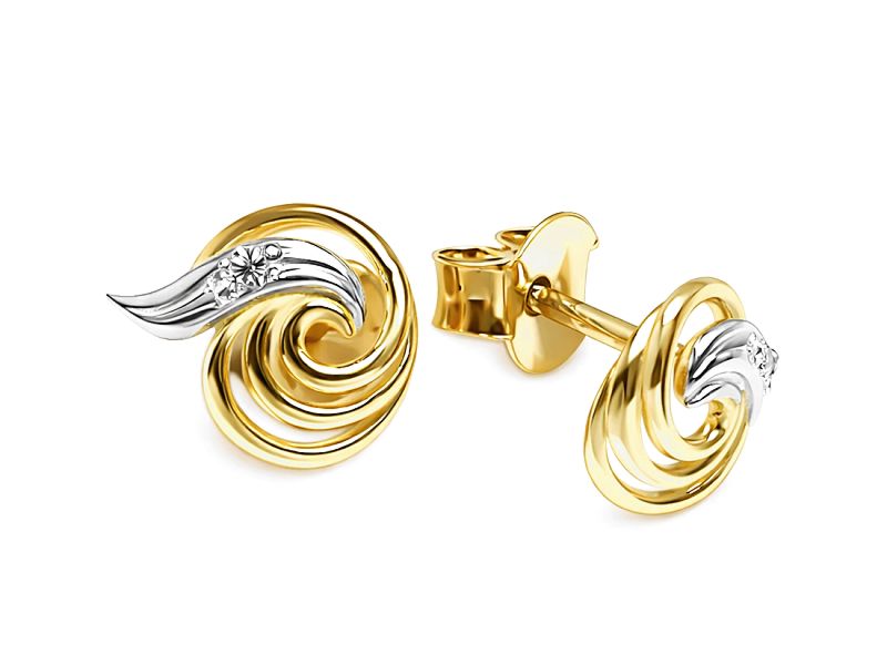 Złote kolczyki z cyrkoniami - 675