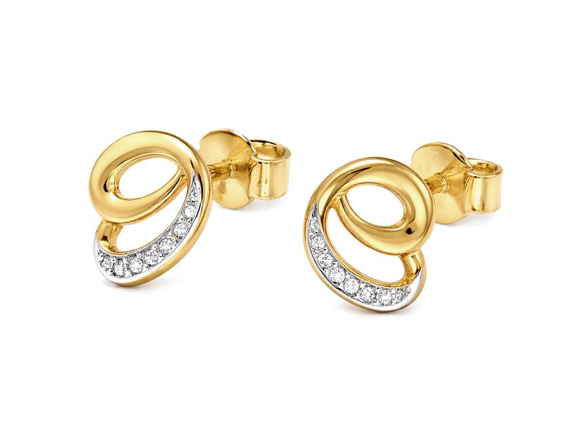 Złote kolczyki z cyrkoniami - 676
