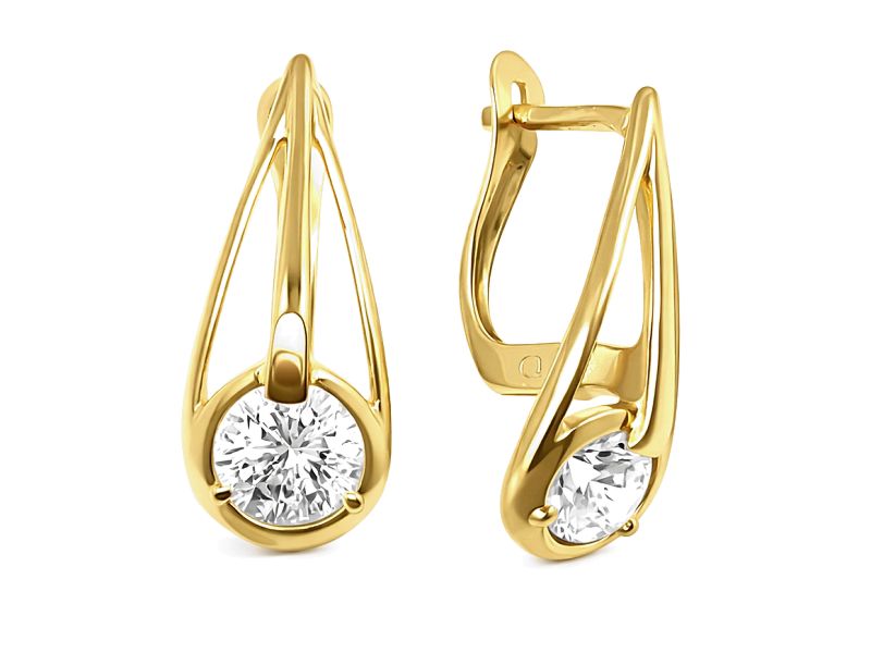 Złote kolczyki z cyrkoniami - 679