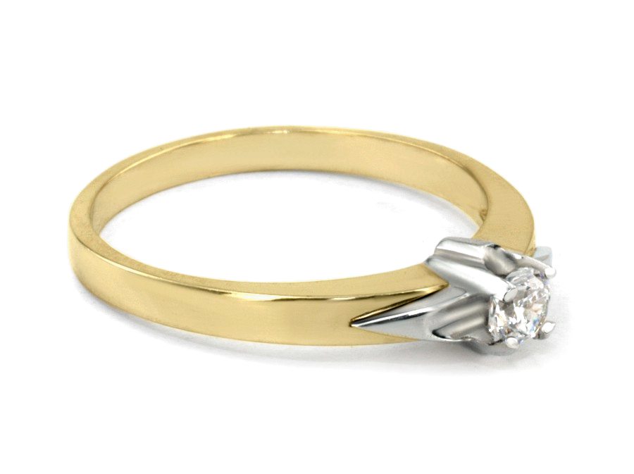 Pierścionek z brylantem żółte i białe złoto - 680b — zdjęcie 2