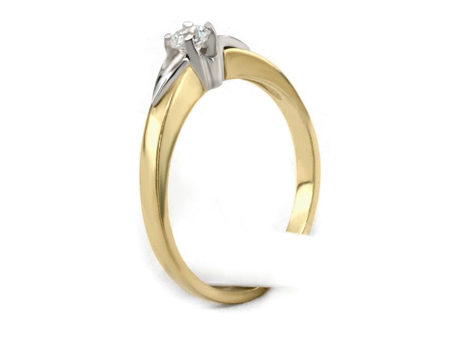 Pierścionek z brylantem żółte i białe złoto - 680b — zdjęcie 3