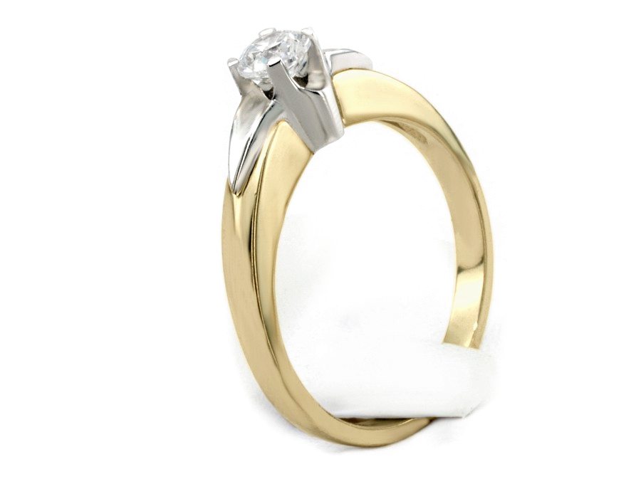 Pierścionek z diamentem żółte i białe złoto - 681b — zdjęcie 3