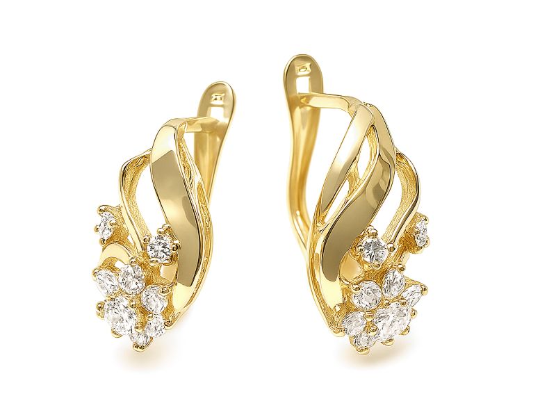 Złote kolczyki z cyrkoniami - 688
