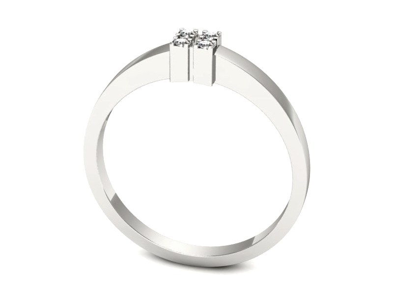 Złoty pierścionek z brylantami białe złoto - 688bb — zdjęcie 3