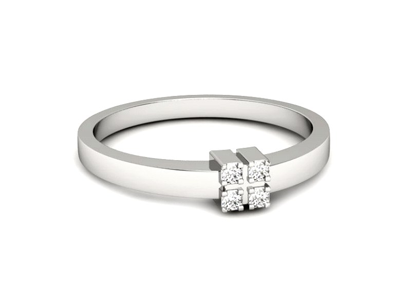 Złoty pierścionek z brylantami białe złoto - 688bb — zdjęcie 2