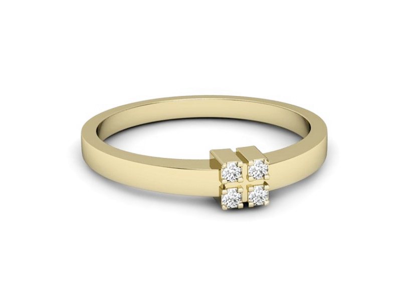 Złoty pierścionek z brylantami żółte złoto - 688bz — zdjęcie 2