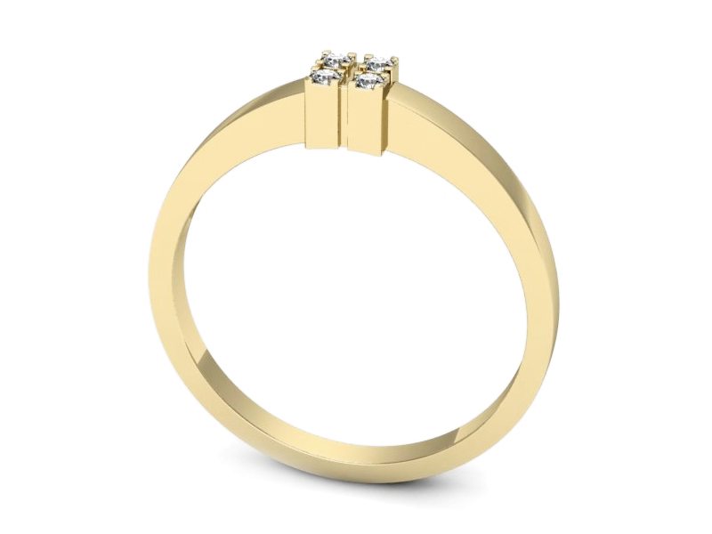 Złoty pierścionek z brylantami żółte złoto - 688bz — zdjęcie 3