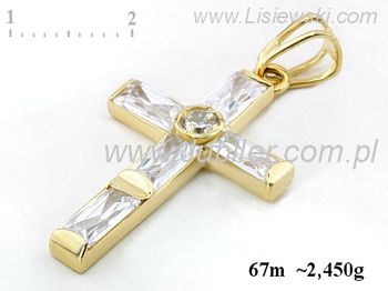 Krzyżyk złoty z cyrkoniami Złota zawieszka - 68m_2_4_m - 1