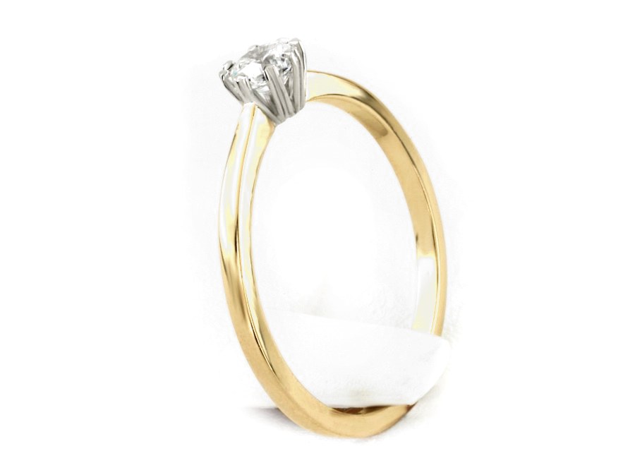 Pierścionek z diamentem żółte i białe złoto - 695bbr_P_F — zdjęcie 3