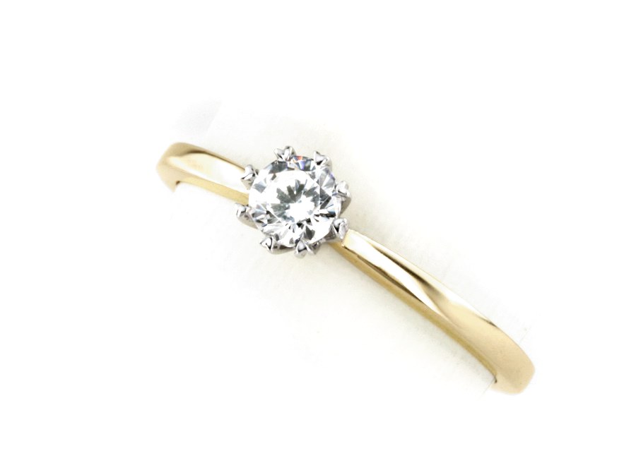 Pierścionek z diamentem żółte i białe złoto - 695bbr_P_F — zdjęcie 2