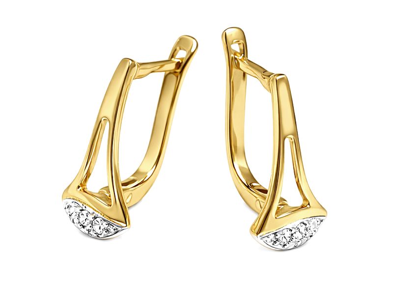 Złote kolczyki z cyrkoniami - 698