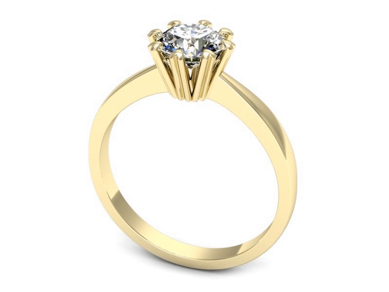 Złoty pierścionek z brylantem żółte złoto - 698bz — zdjęcie 3