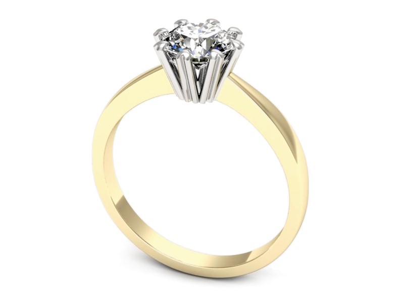 Pierścionek z brylantem żółte i białe złoto - 698bzb — zdjęcie 3