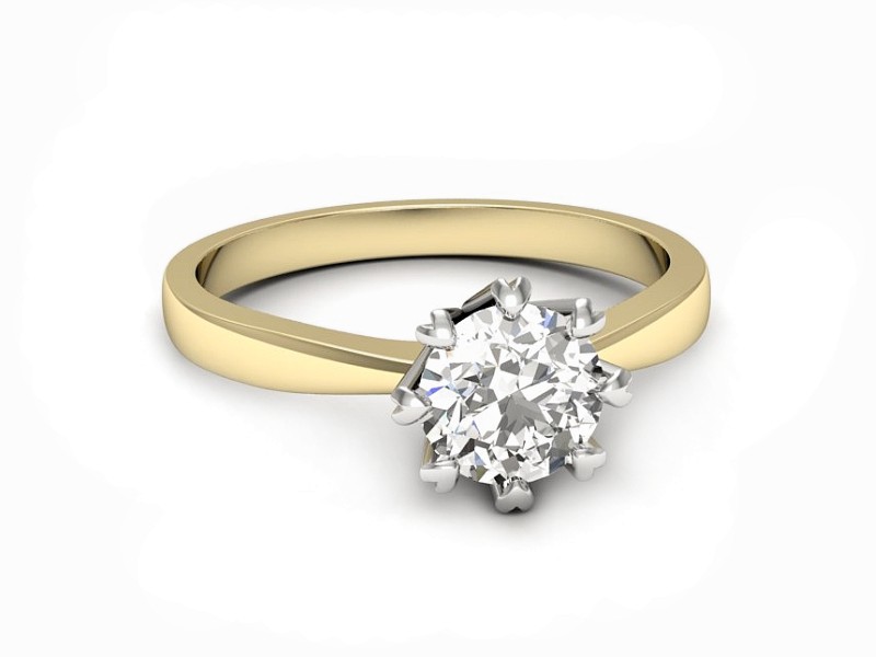 Pierścionek z brylantem żółte i białe złoto - 698bzb — zdjęcie 2