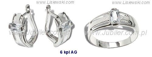 Pierścionek srebrny z cyrkonią i kolczyki srebrne - 6kplag