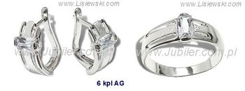 Pierścionek srebrny z cyrkonią i kolczyki srebrne - 6kplag - 1