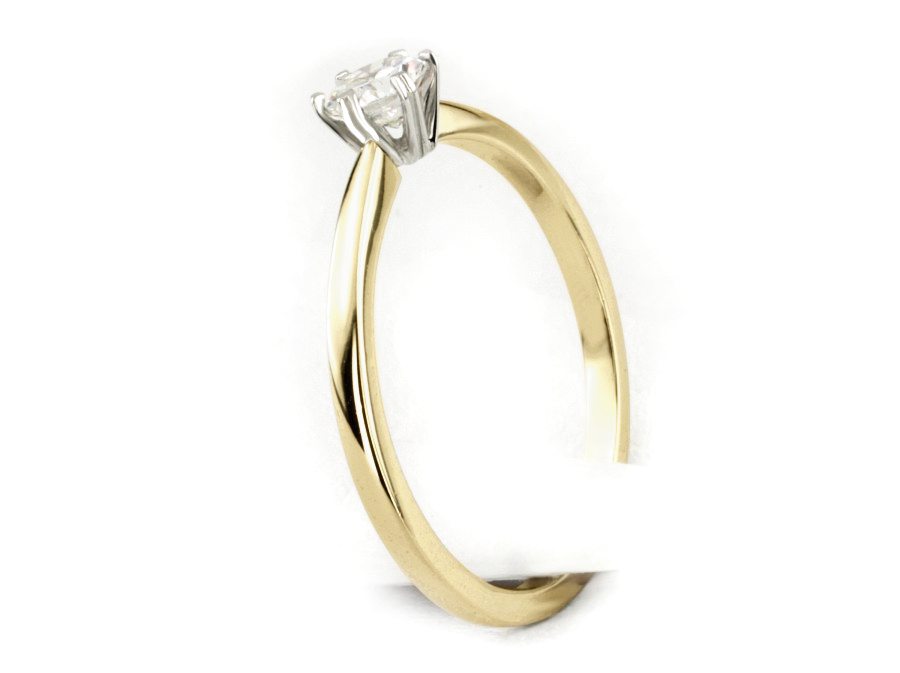 Pierścionek z brylantem białe i żółte złoto - 701bbr_Si_F — zdjęcie 3