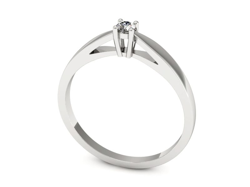 Złoty pierścionek z brylantem białe złoto - 708b — zdjęcie 3