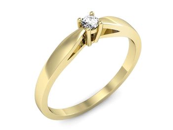 Złoty Pierścionek zaręczynowy z brylantem - 708z - 1