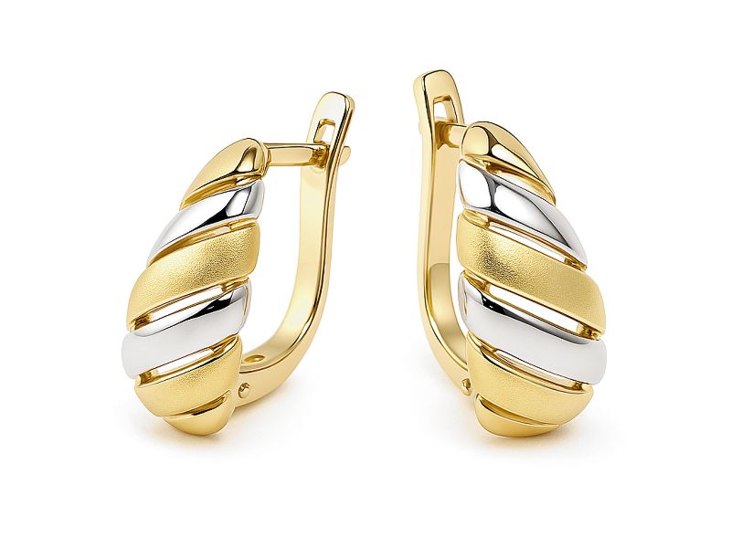 Złote kolczyki z żółtego złota rodowane - 709