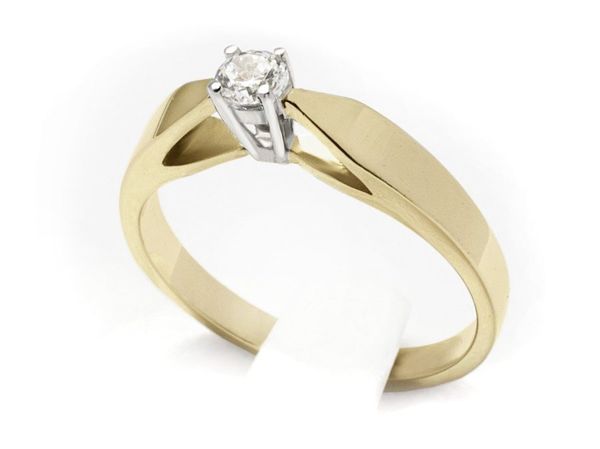 Pierścionek zaręczynowy z brylantem z białego i żółtego złota — 709bbr_P_H