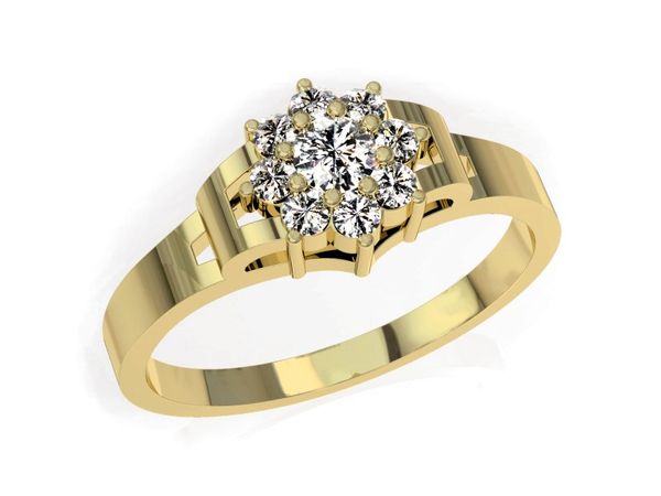 Pierścionek zaręczynowy z brylantami żółte złoto - 70br_SI