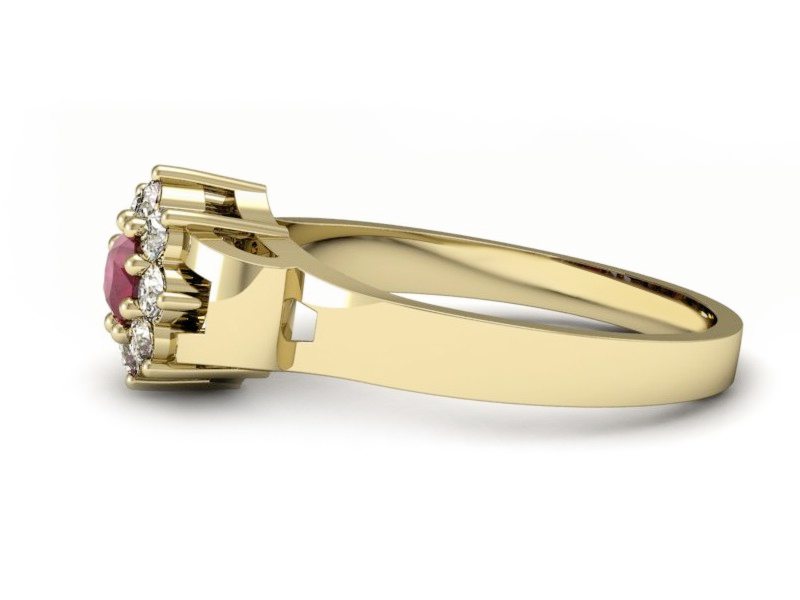 Pierścionek z rubinem i brylantami żółte złoto - 70br_zr — zdjęcie 2