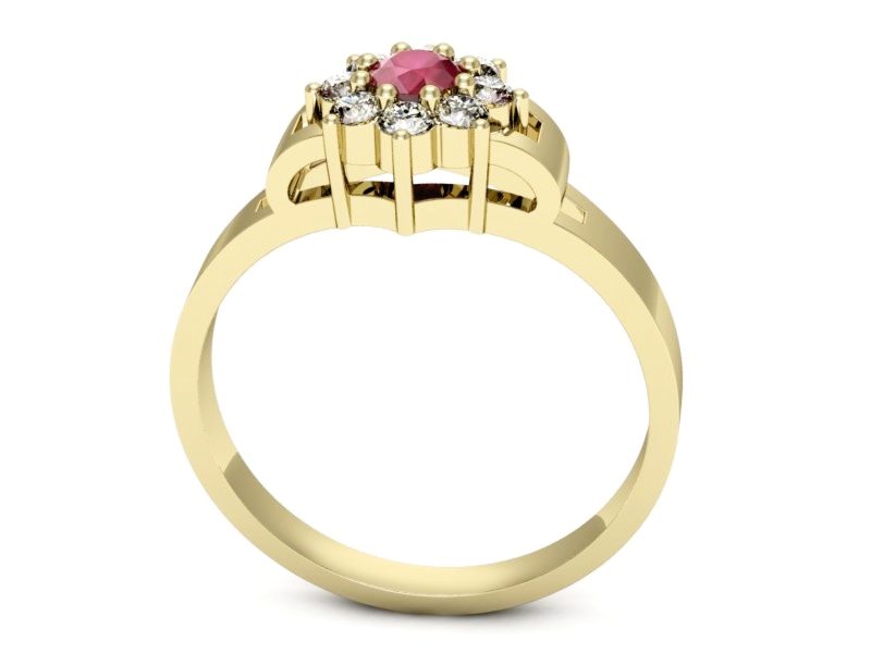 Pierścionek z rubinem i brylantami żółte złoto - 70br_zr — zdjęcie 3