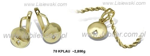Komplet złotej biżuterii z cyrkoniami żółte złoto proba 585 - 70kplau