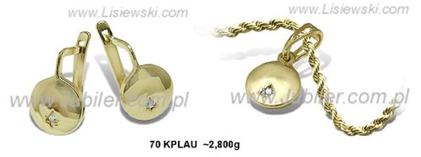 Komplet złotej biżuterii z cyrkoniami żółte złoto proba 585 - 70kplau