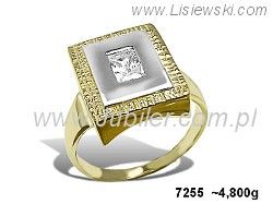 Złoty Pierścionek z cyrkonią żółte złoto próba 585 - 7255